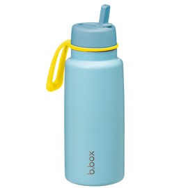 b.box Insulated flip-top water and drinking bottle, 1 L, stainless steel, three-walled, keeps drinks cold for up to 46 hours, 1 L (swimming pool)