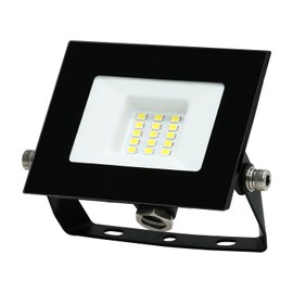 Bright Source LED Floodlight, IP65, 10W, 1010lm, 120° Beam Angle, 6500K Daylight White, Black, with Adjustable Tilt Mounting Bracket & 1m Lead Wire