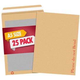 YUNJU 25 Pcs Manilla Hard Board Back Envelopes A5 C5 Envelopes 162 x 229mm Please Do Not Bend Envelope with Peel & Seal Strip for Mailing, Posting Shipping Storing Documents