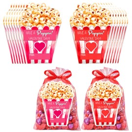 Yasmart Life Valentine's Day Stickers 24PCS Happy Valentines Day Funny Valentine Gifts Popcorn Sticker for Classroom Valentines Day Labels for School Exchange Party Favors Supplies