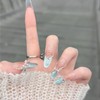 [NEURAD]ネイルチップ ロング 青 30枚入マグネットタイプ 夏限定 ソルトブルー人魚ネイル｜ふんわりキャッツアイ × グラデーションリボン付け爪 ネイル 人気