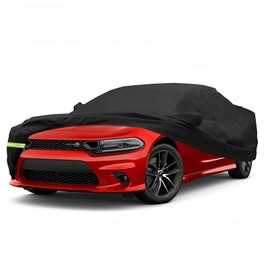 YIXIN Waterproof Car Cover for 2006-2024 Dodge Charger SE SXT R/T Daytona SRT Hellcat Car Cover 190T Covers Custom Fit 100% Waterproof Windproof Strap & Double Door Zipper Up to 205” L (Black)