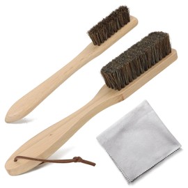 yeloumiss 2PCS Horsehair Silver Brush with Polishing Cloth Horsehair Detailing Cleaning Brushes Cleaning Brush Set for Silverware Jewelry Plateware