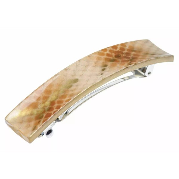 Parcelona French Shiny Rectangle Golden Beige Large Automatic Hair Clip