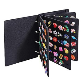 FINGERINSPIRE Felt Enamel Pin Display Pages with 6 Protective Pages and Removable Ring Binders 26 x 21 cm Black Pin Display Holder Storage Organiser for Enamel Pin Display