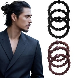 Men's Hair Elastics, Wide Type, 5-Piece Set, No Break, Men's Thick, Long Lasting, Stretchable, Jersey Hair Elastic, For Sports, Thick, Long Lasting, Stretchable, Seamless, Stylish, Simple, Bun