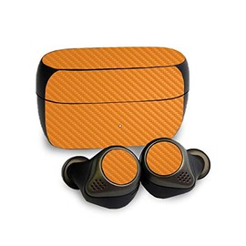 MightySkins Carbon Fiber Skin Compatible with Jabra Elite 85T - Solid Orange | Protective, Durable Textured Carbon Fiber Finish | Easy to Apply and Change Styles | Made in The USA