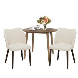 COLAMY 3-Piece Extendable Dining Table Set for 2, 36" Kitchen Round Wood Table with 2 Wooden Dining Room Chairs,Light Brown/Beige