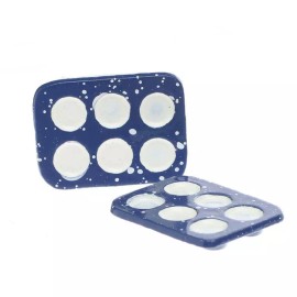 Factory Direct Craft Dollhouse Miniature Blue Speckled Enamelware Muffin Pans | 6 pieces