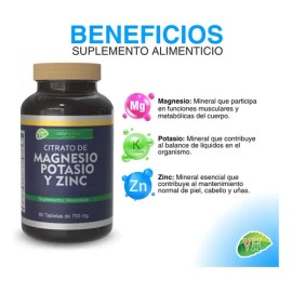 Citrato De Magnesio, Potasio Y Zinc Sabor Sin sabor                                                                                                   