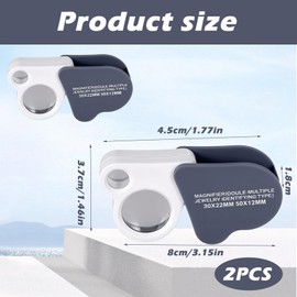 30X 50X Jewelers Loupe Magnifier Glasses，Pocket Magnifying Glass，Loupe Magnifier，Small Magnifying Glass For Coin Diamonds Gems Jewelry Stamps Close Work(2Pcs)