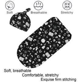 Jarverce Swaddling Blanket for Baby, Soft Sleeping Bag, Sack for Newborn Boys Girls, Unisex Baby Stuff, Goth