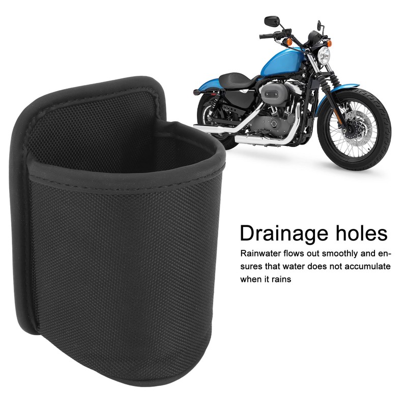 Motorcycle Water Cup Holder Black Drainage Holes Plug in Fixed