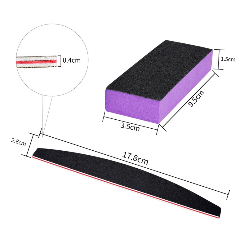 LNAUJS Nail File and Thin Buffer Block, Reusable Black Half