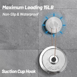 Fadroky Suction Cup Hooks, 15lbs Heavy Duty Towel Hooks for Bathroom, Waterproof Stainless Steel Bath Towel Hooks, Removable & Punch-Free Hooks for Shower, Towels, Loofah, Robes (2 Pack)