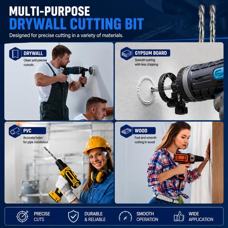 Drywall Cut Out Bit 1/8 Inch Guidepoint Rotary Router Tool