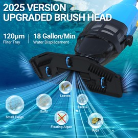 Cordless Pool Vacuum for Inground Pools, 2025 Upgraded Handheld Pool Vacuum for Above Ground Pool W/4-Section Aluminum Pole & 18 Gallon/Min, Lightweight Rechargeable Pool Cleaner Vacuum (Blue)