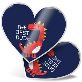 2 x Heart Stickers 7.5 cm - Best Dude Dinosaur Kids Boys Laptop Tablet Luggage Scrapbook #14737
