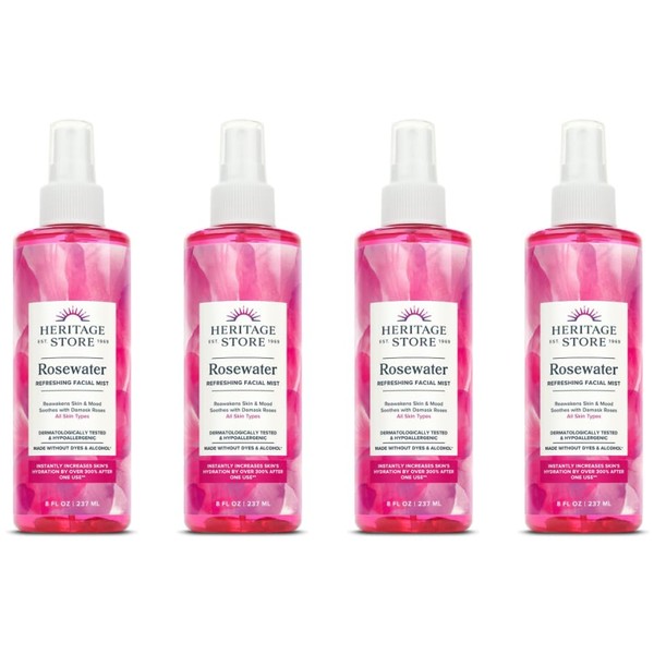 Rosewater Refreshing Facial Mist, 4 x 237ml (Pack of 4)