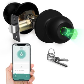 OCINONE Smart Fingerprint Door Knob - Biometric Lock with App Bluetooth Control, Keyless Thumbprint Entry Door Lock for Home, Cloakroom, Hotels, Apartments, Offices, Perfect for Bedroom Security
