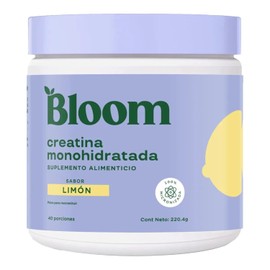 Bloom Creatina Monohidratada de Alta Pureza Sabor Limón, 5g por porción | Apoya la fuerza, resistencia y recuperación | Sin OGM, Ideal antes o después del entrenamiento | 40 porciones 220g