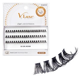 VLuxe DD Curl Lash Cluster Eyelash Extensions, Voluminous Style 40D Volume Individual False Eyelash for Professionals, Enhanced Bold Look for Dramatic Lift, DIY Easy Application & Comfortable Wear