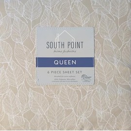 South Point Home Fashions 6-Piece Printed Sheet Set - Queen/King | 17" Extra Deep | Cool, Crisp, Breathable Bed Sheets - Brushed for Softness (Louisa Leaf, Queen (U.S. Standard))
