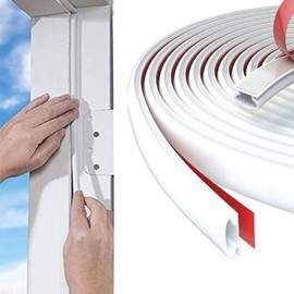 Weather Stripping Door Seal Strip, Self-Adhesive Rubber D Shape Door Weather Seal Strip, Seal Strip for Windows for Door Frame Insulation with Large Gap (White, 23 Feet)