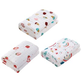 Hug Hug Honey Baby Bath Towel, Newborn, Swaddling, 6 Layers, Gauze, 100% Cotton, 3 Piece Set (B)