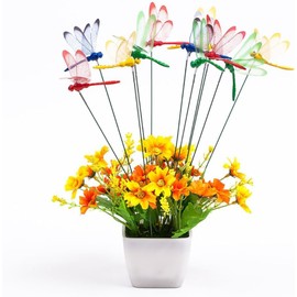 Metal Dragonfly Stakes, 5 Pcs, Colorful Yard Stakes, Flower Pot Plant Stakes, Outdoor Decorative Garden Lawn Patio Art Ornaments
