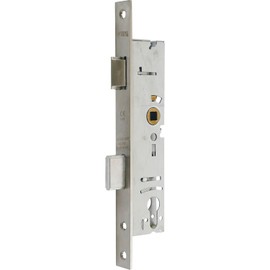 WSS Tubular Frame Lock (Mortice Lock) for Front Door PZW Flat End Universal with Latch and Latch, Backset 35 mm, Distance 92 mm, Nut 8 mm, Stainless Steel