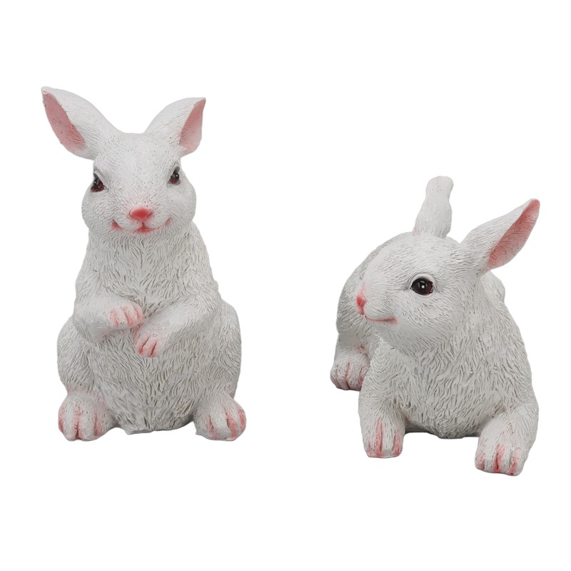 1 Pair Bunny Rabbit Ornaments Decorations Resin Art Craft Animal