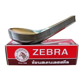 Zebra Spoon Pack of 24 Zebra Thai Chinese Asian Stainless Steel Rice Soup Spoons (2, A)
