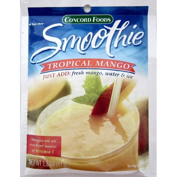 Concord Tropical Mango Smoothie Mix, 6 (SIX) 1.8oz Packets