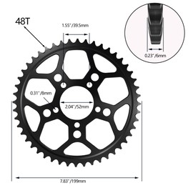 48 Tooth Sprocket for Surron, CNC 48T Chain Sprocket 7075 Aluminum Compatible with Segway X160 X260 Sur Ron Light Bee X - Black