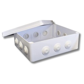 Lumonic Junction Box White 300 x 250 x 120 mm with 12 Openings I Junction Box Surface-Mounted - IP65 I Connection Box, Terminal Box, Junction Box for Indoor and Outdoor Use
