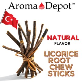 Aroma Depot 4 oz. Natural Licorice Root Chew Sticks for Humans. 100% Pure Natural | Oral Health & Fresh Bearth | Individual Liquorice Sticks are 6.5-7 inches long. Glycyrrhiza Glabra From Turkey.