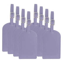 PATIKIL Leather Luggage Tags Top Open Set of 8 Cute PU Bag Labels Luggage Name Labels Suitcase Accessories Airplane Travel Essentials Purple