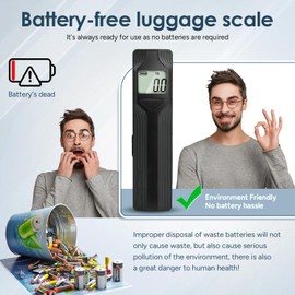 travel inspira Luggage Scale Battery-Free, Travel Essentials, Portable Handheld Digital Suitcase Weight Scale for for Travel Accessories, 110lbs/50kg (Black)
