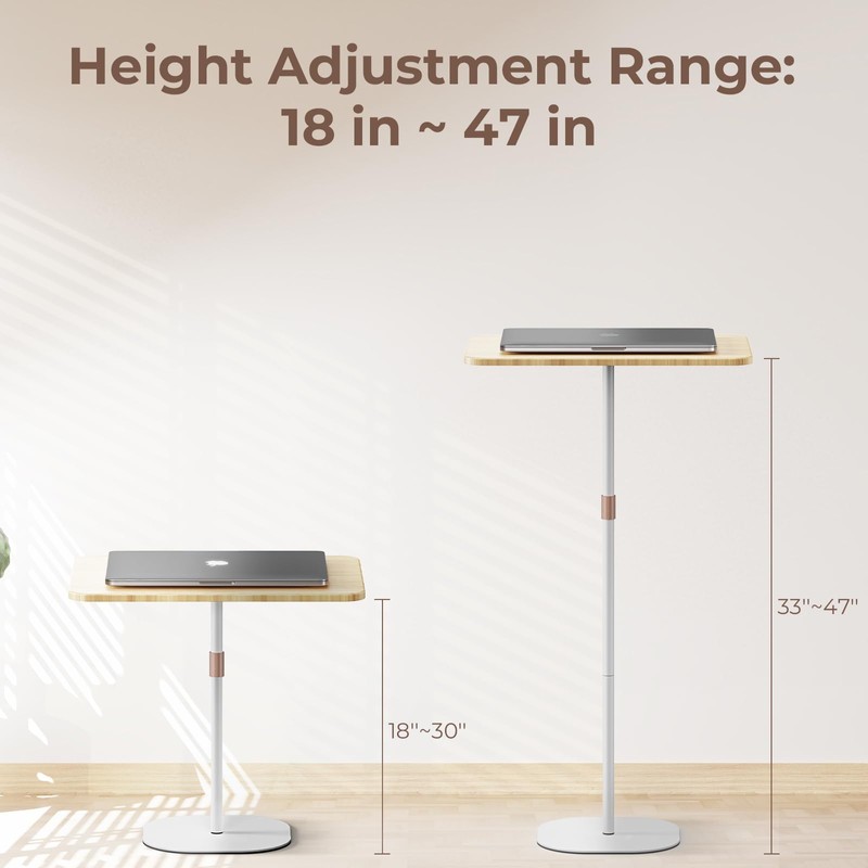 POLESTO Portable Laptop Floor Stand, Bedside/Sofa Table with Height Adjustable