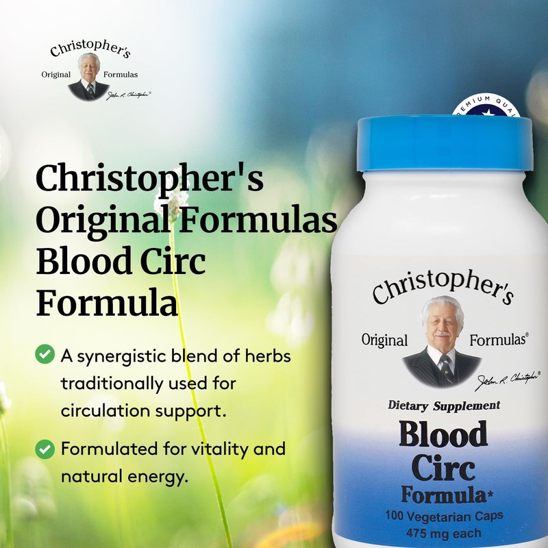 Dr. Christopher's Original Formulas Blood Circulation Formula Capsules, 475mg, 100