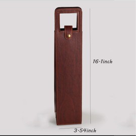MINIDUO Wine Tote Carrier Bag, Single Bottle Wine Leather Wine bag with Handles,Reusable,Brown