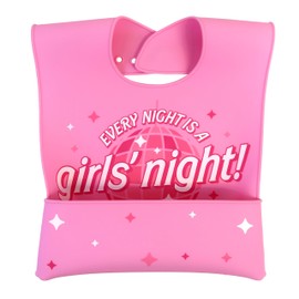 Neat Solutions Every Night is a Girls Night Fold-Down Crumcatcher Bib, 6+ Months, Pink
