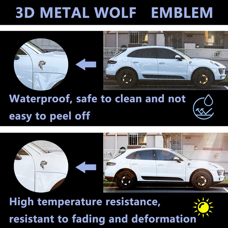 2 x Wolf Head Emblem Car Sticker Wolf Sticker Windscreen