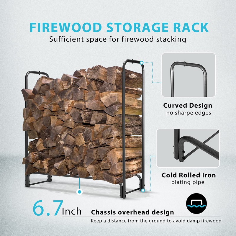 VIVOHOME 4ft Heavy Duty Indoor Outdoor Firewood Storage Log Rack