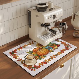 ARTABLE - Tapete de secado de platos con estampado floral, absorbente, con respaldo de goma, superabsorbente, de secado rápido, imprescindible para la cocina (calabaza, 16 x 24 pulgadas)