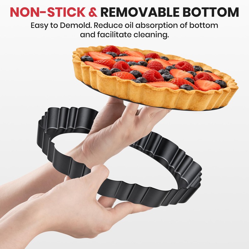 Maywe Tanso Upgraded 9 Inch Tart Pan with Removable Bottom,
