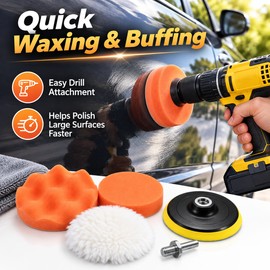 Car Polishing Pad Kit for Auto Detailing – 5-Piece Foam & Wool Pad Set for Cars and Motorcycles