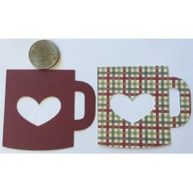 Handmade,Craft-N-Shed CHRISTMAS COFFEE CUP W/Heart Large Die-Cuts(6pc)A