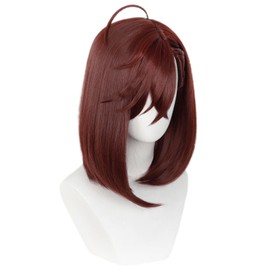 Linfairy Anime Cosplay Short Red Brown Wig Halloween Costume Party Cosplay Wig for Women (Brown)